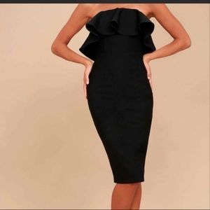 Lulus black strapless ruffle dress